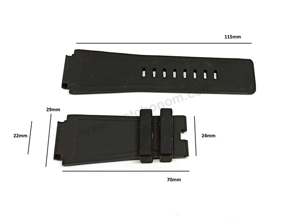 Fits/For Diesel - DZWB0001 - The Dark Knight Rises Batman - 22mm Black Rubber Silicone Replacement Watch Strap Band Belt