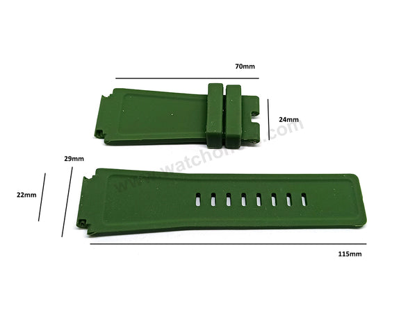 Diesel Mr. Cartoon DZCM-0002 Fits with 22mm Green Rubber Silicone Replacement Watch Strap Band Belt