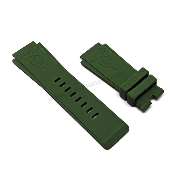 Diesel Mr. Cartoon DZCM-0002 Fits with 22mm Green Rubber Silicone Replacement Watch Strap Band Belt