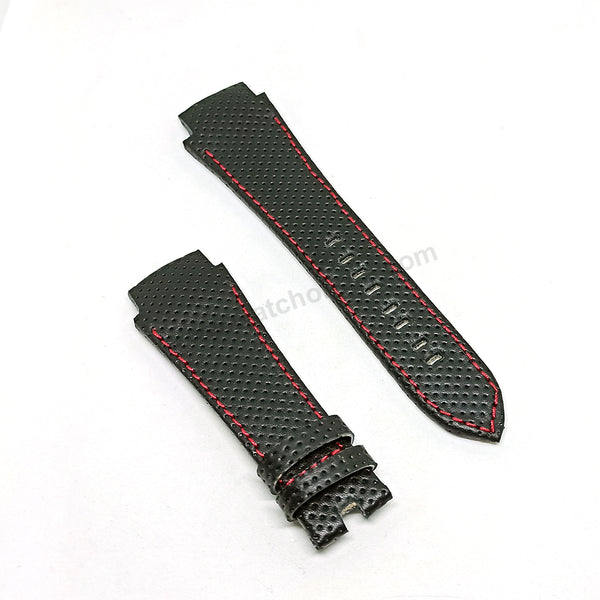 Fits/For Seiko Sportura Honda Racing F1 - Handmade Black with Red Stitch Leather Watch Strap Band Belt