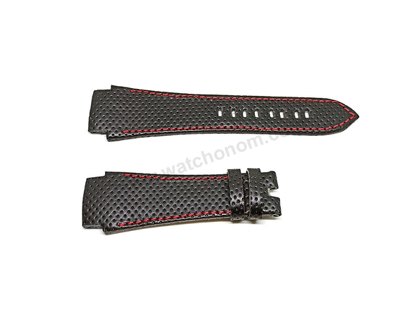 Fits/For Seiko Sportura Honda Racing F1 - Handmade Black with Red Stitch Leather Watch Strap Band Belt