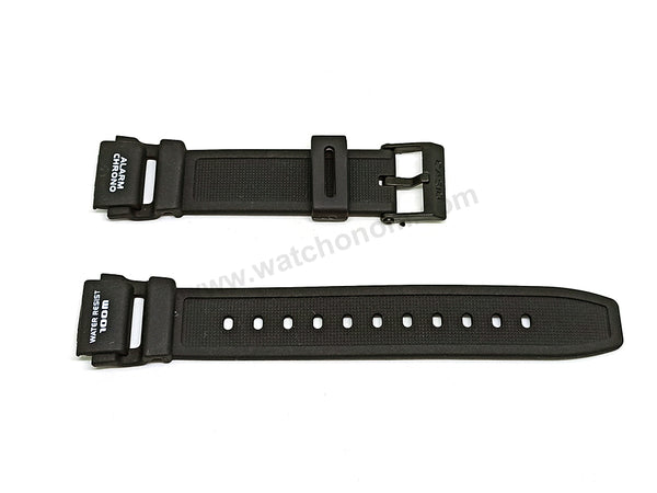 Fits/For Casio AQ-150W - 18.5mm White Letters on Black Rubber Replacement Watch Band Strap Belt