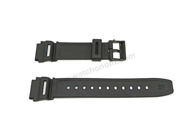 Fits/For Casio AQ-150W - 18.5mm White Letters on Black Rubber Replacement Watch Band Strap Belt