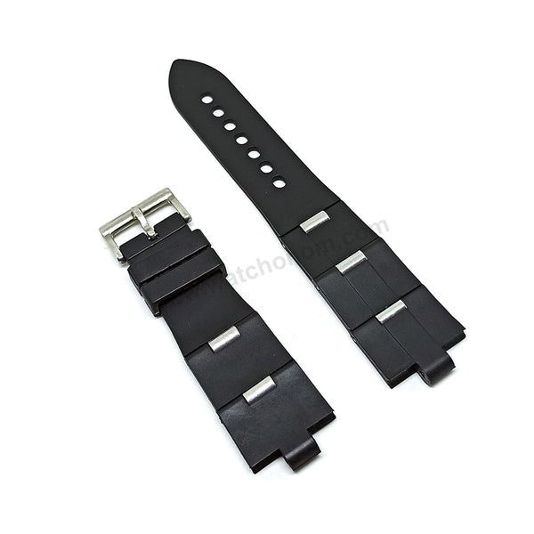 Fits/For Bulgari Diagono - 8mm Black Rubber Silicone Replacement Watch Band Strap Belt Bvlgari 8mm x 25mm