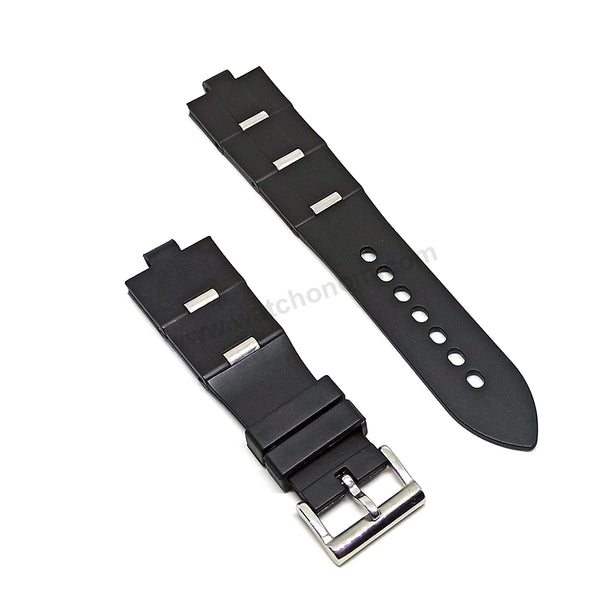 Fits/For Bulgari Diagono - 8mm Black Rubber Silicone Replacement Watch Band Strap Belt Bvlgari 8mm x 25mm