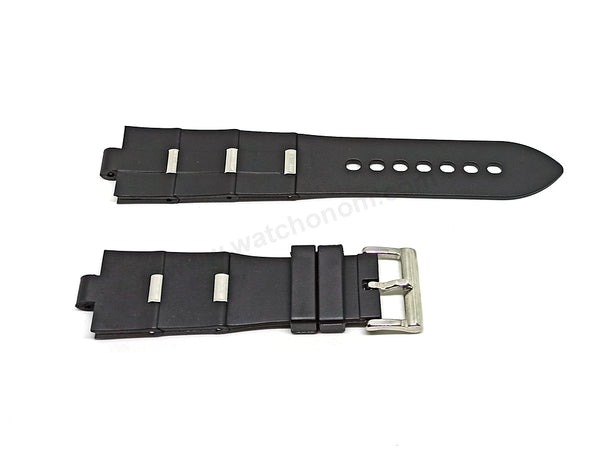 Fits/For Bulgari Diagono - 8mm Black Rubber Silicone Replacement Watch Band Strap Belt Bvlgari 8mm x 25mm