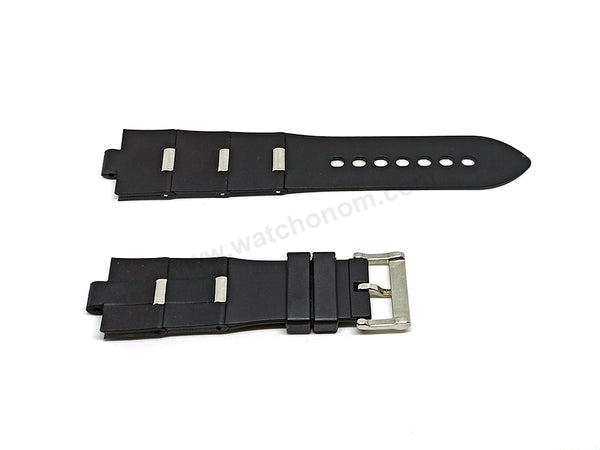 Fits/For Bulgari Diagono - 8mm Black Rubber Silicone Replacement Watch Band Strap Belt Bvlgari 8mm x 25mm