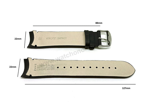 Fits/For Hugo Boss HB.172.1.14.2493 , 1512803 - HB.172.1.27.2463 , 1512805 , 1512804 - 22mm Black Genuine Leather Replacement Curved End Watch Band Strap Belt