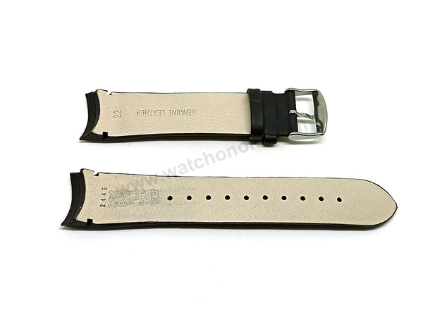 Fits/For Hugo Boss HB.172.1.14.2493 , 1512803 - HB.172.1.27.2463 , 1512805 , 1512804 - 22mm Black Genuine Leather Replacement Curved End Watch Band Strap Belt