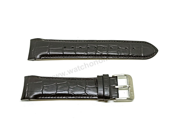 Fits/For Hugo Boss HB.188.1.14.254* , HB.188.1.14.253* - 22mm Black Genuine Leather Replacement Curved End Watch Band Strap Belt