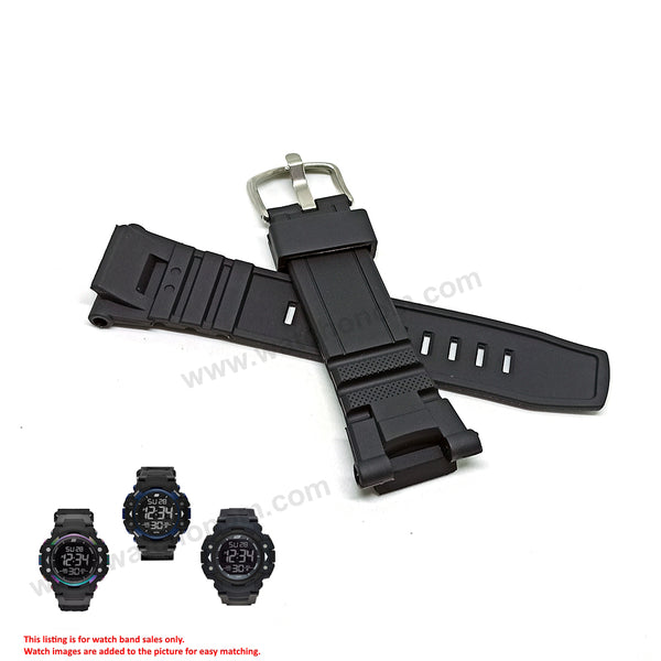 Fits/For Skechers SR1118 , SR1035 , SR1037 - Replacement Black Rubber Silicone Watch Band Strap Belt