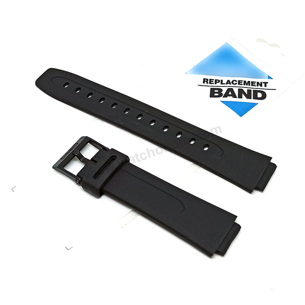 Fits/For Casio Telememo 50 DB-56W , DBF-50W - 15mm Black Rubber Replacement Watch Band Strap