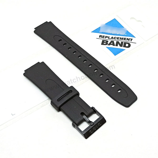 Fits/For Casio Telememo 50 DB-56W , DBF-50W - 15mm Black Rubber Replacement Watch Band Strap