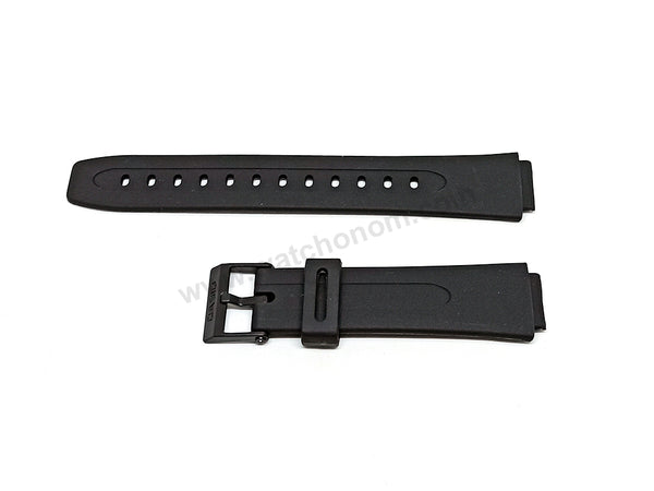 Fits/For Casio Telememo 50 DB-56W , DBF-50W - 15mm Black Rubber Replacement Watch Band Strap