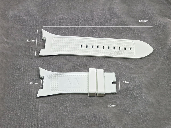 Fits/For Armani Exchange 1068 - 31mm White Rubber Silicone Replacement Watch Band Strap Belt