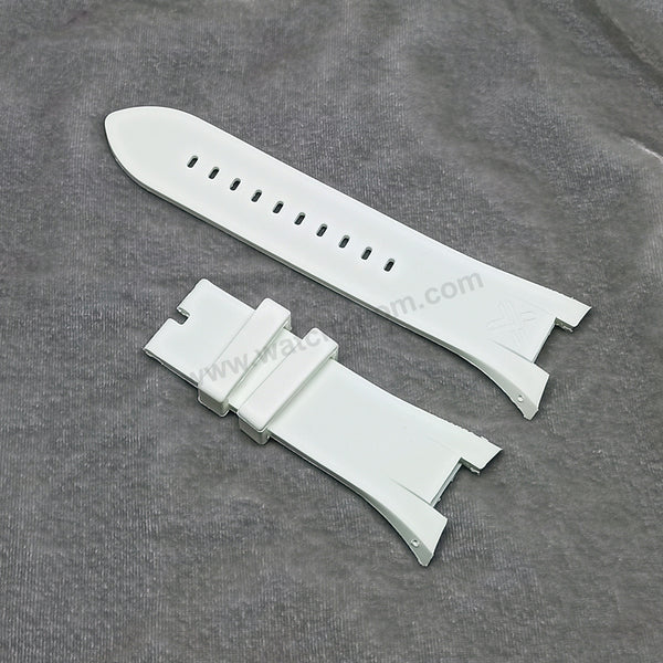 Fits/For Armani Exchange 1068 - 31mm White Rubber Silicone Replacement Watch Band Strap Belt