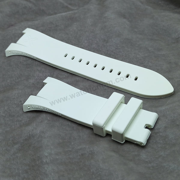 Fits/For Armani Exchange 1068 - 31mm White Rubber Silicone Replacement Watch Band Strap Belt