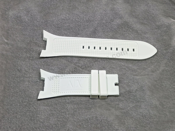 Fits/For Armani Exchange 1068 - 31mm White Rubber Silicone Replacement Watch Band Strap Belt