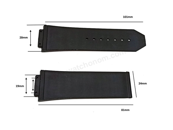 Fits/For Hublot King Power 48mm - 19mm Black High Quality Rubber Replacement Watch Band Strap Belt