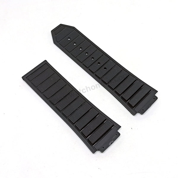 Fits/For Hublot King Power 48mm - 19mm Black High Quality Rubber Replacement Watch Band Strap Belt