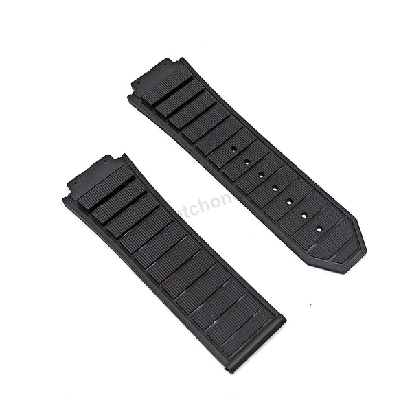 Fits/For Hublot King Power 48mm - 19mm Black High Quality Rubber Replacement Watch Band Strap Belt