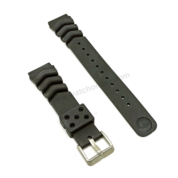 Fits/For Seiko Prospex Scuba , Solar Diving , Automatic Dive - Z20 Replacement 20mm Black Rubber Watch Band Strap Belt