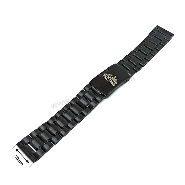 Fits/For Casio Protrek ATC-1000 , ATC-1100 , ATC-1200 , PRT-40 - Black Stainless Steel - Metal Replacement Watch Bracelet Band Strap Belt