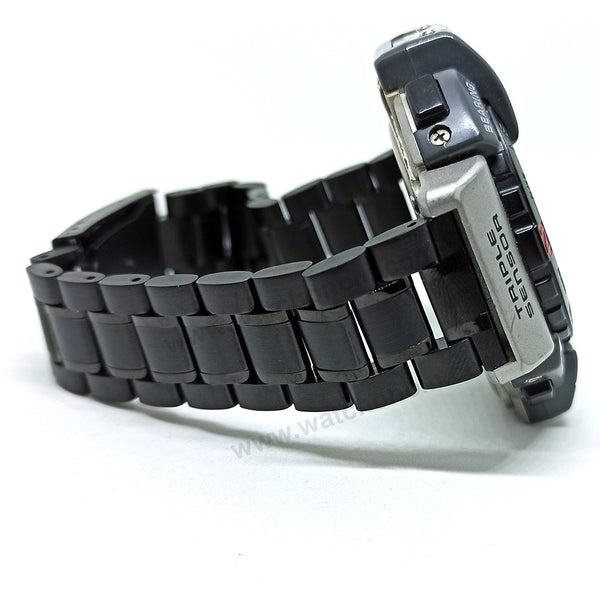 Fits/For Casio Protrek ATC-1000 , ATC-1100 , ATC-1200 , PRT-40 - Black Stainless Steel - Metal Replacement Watch Bracelet Band Strap Belt