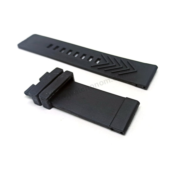 24mm Black Rubber Replacement 2 Holes Watch Band Strap Belt - Fits/For Jacob & Co Epic