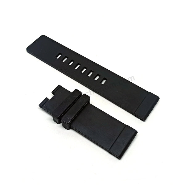 24mm Black Rubber Replacement 2 Holes Watch Band Strap Belt - Fits/For Jacob & Co Epic