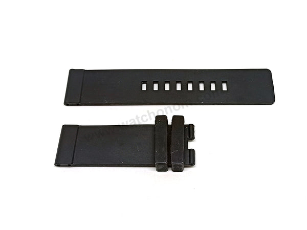 24mm Black Rubber Replacement 2 Holes Watch Band Strap Belt - Fits/For Jacob & Co Epic