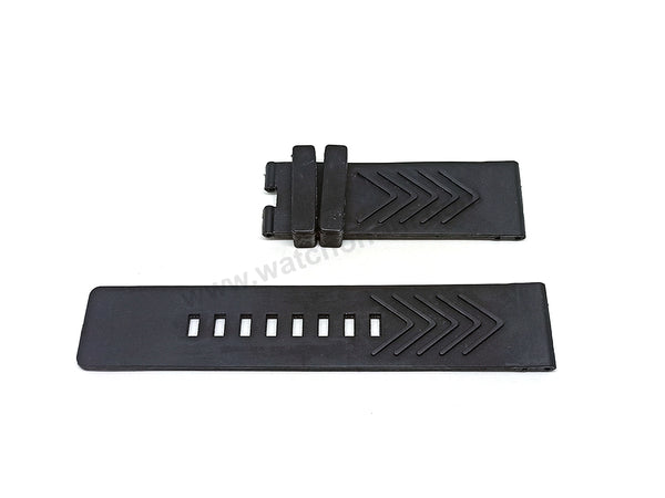 24mm Black Rubber Replacement 2 Holes Watch Band Strap Belt - Fits/For Jacob & Co Epic