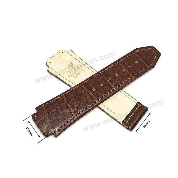 Fits/For Hublot wristwatches 48mm - 19mm Dark Brown Handmade Genuine Leather Replacement Watch Band Strap Belt