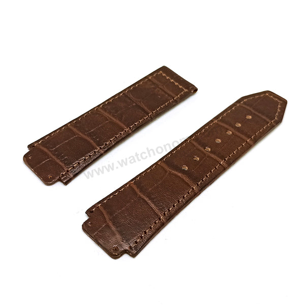 Fits/For Hublot wristwatches 48mm - 19mm Dark Brown Handmade Genuine Leather Replacement Watch Band Strap Belt