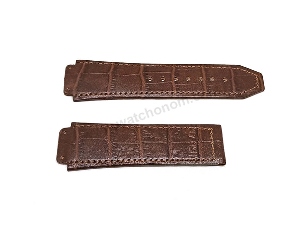 Fits/For Hublot wristwatches 48mm - 19mm Dark Brown Handmade Genuine Leather Replacement Watch Band Strap Belt