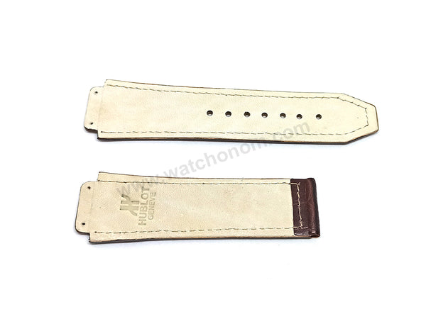 Fits/For Hublot wristwatches 48mm - 19mm Dark Brown Handmade Genuine Leather Replacement Watch Band Strap Belt