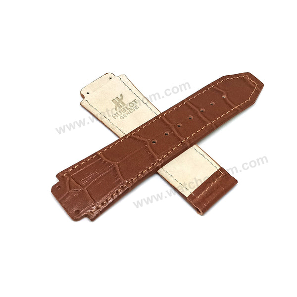 Fits/For Hublot wristwatches 48mm - 19mm Light Brown Handmade Genuine Leather Replacement Watch Band Strap Belt