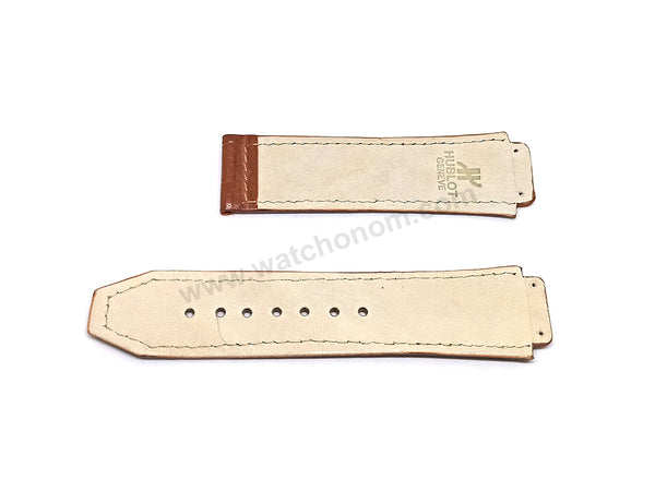 Fits/For Hublot wristwatches 48mm - 19mm Light Brown Handmade Genuine Leather Replacement Watch Band Strap Belt