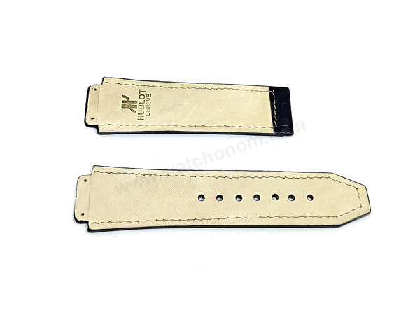 Fits/For Hublot wristwatches 48mm - 19mm Black Handmade Genuine Leather Replacement Watch Band Strap Belt