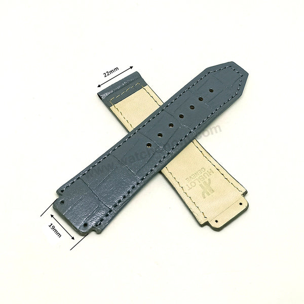 Fits/For Hublot wristwatches 48mm - 19mm Gray Handmade Genuine Leather Replacement Watch Band Strap Belt