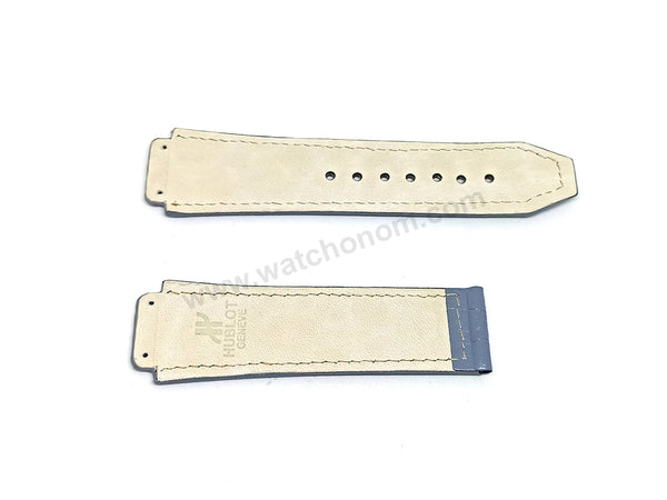 Fits/For Hublot wristwatches 48mm - 19mm Gray Handmade Genuine Leather Replacement Watch Band Strap Belt