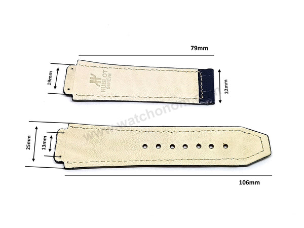 Fits/For Hublot wristwatches 48mm - 19mm Navy Blue Handmade Genuine Leather Replacement Watch Band Strap Belt