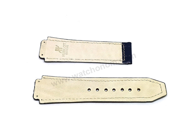 Fits/For Hublot wristwatches 48mm - 19mm Navy Blue Handmade Genuine Leather Replacement Watch Band Strap Belt