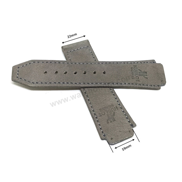 Fits/For Hublot wristwatches 48mm - 19mm Suede/Nubuck Gray Handmade Genuine Leather Replacement Watch Band Strap Belt