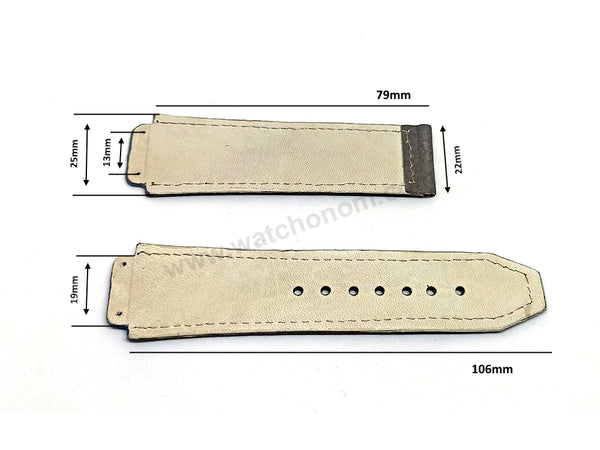 Fits/For Hublot wristwatches 48mm - 19mm Suede/Nubuck Gray Handmade Genuine Leather Replacement Watch Band Strap Belt