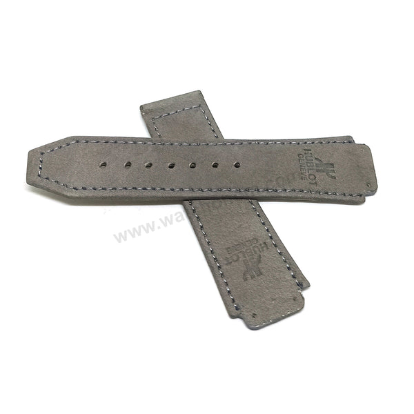 Fits/For Hublot wristwatches 48mm - 19mm Suede/Nubuck Gray Handmade Genuine Leather Replacement Watch Band Strap Belt