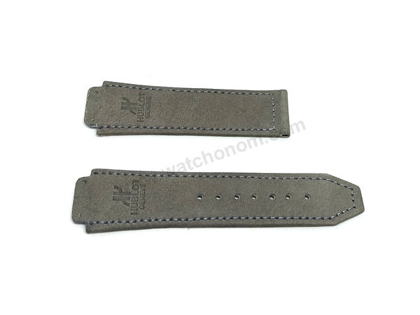 Fits/For Hublot wristwatches 48mm - 19mm Suede/Nubuck Gray Handmade Genuine Leather Replacement Watch Band Strap Belt