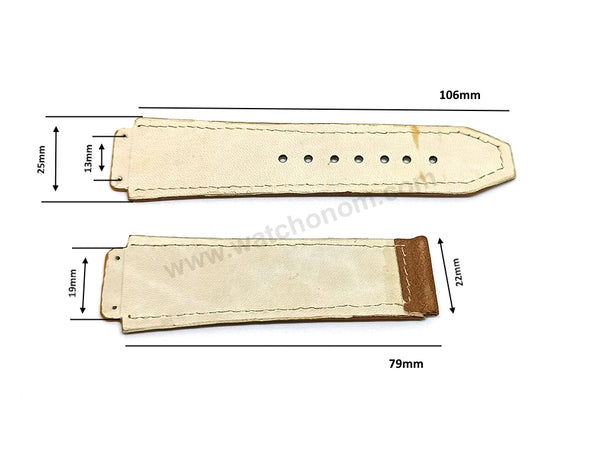 Fits/For Hublot wristwatches 48mm - 19mm Suede/Nubuck Light Brown/Tan Handmade Genuine Leather Replacement Watch Band Strap Belt