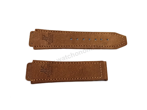 Fits/For Hublot wristwatches 48mm - 19mm Suede/Nubuck Light Brown/Tan Handmade Genuine Leather Replacement Watch Band Strap Belt