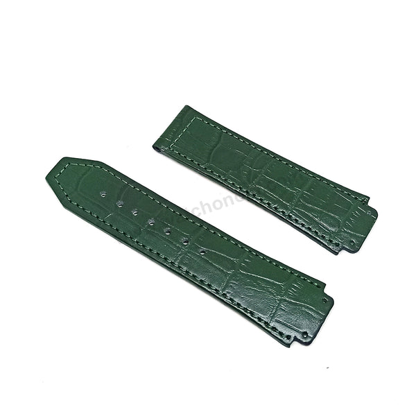 Fits/For Hublot wristwatches 48mm - 19mm British Racing Green Handmade Genuine Leather Replacement Watch Band Strap Belt